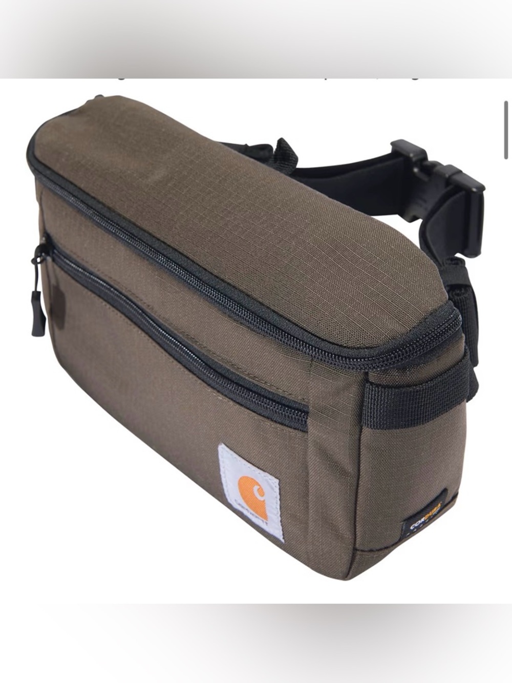 Carhartt Olive Green Belt Bag with Black Zippers